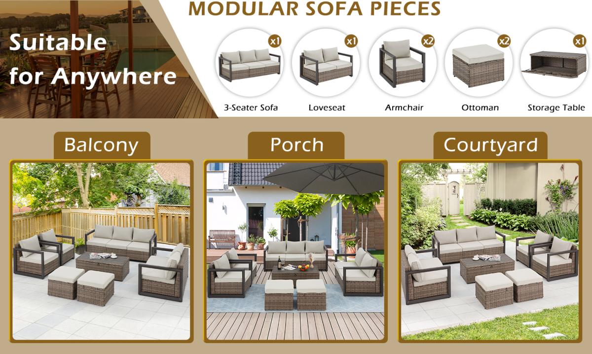 Homrest patio furniture sofa set is suitable for balcony, porch and courtyard.