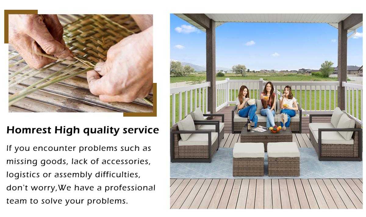 Homrest high quality service. If you encounter problems such as missing goods, lack of accessories, logistics or assembly difficulties,we have a professional team to solve your problems.