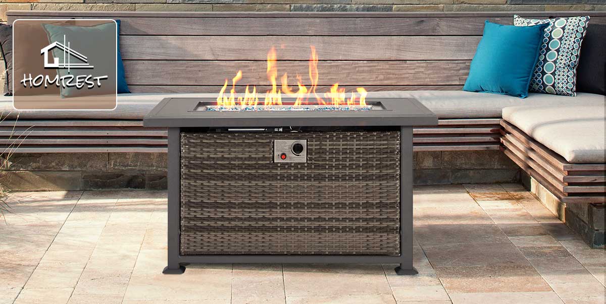 50 Inch Propane Fire Pit Table,50,000 BTU Gas Fire Pits with Aluminum Tabletop, Dark Gray