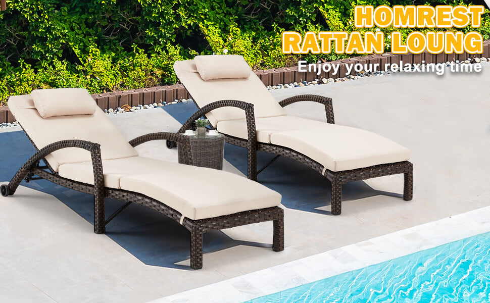 rattan chaise lounges