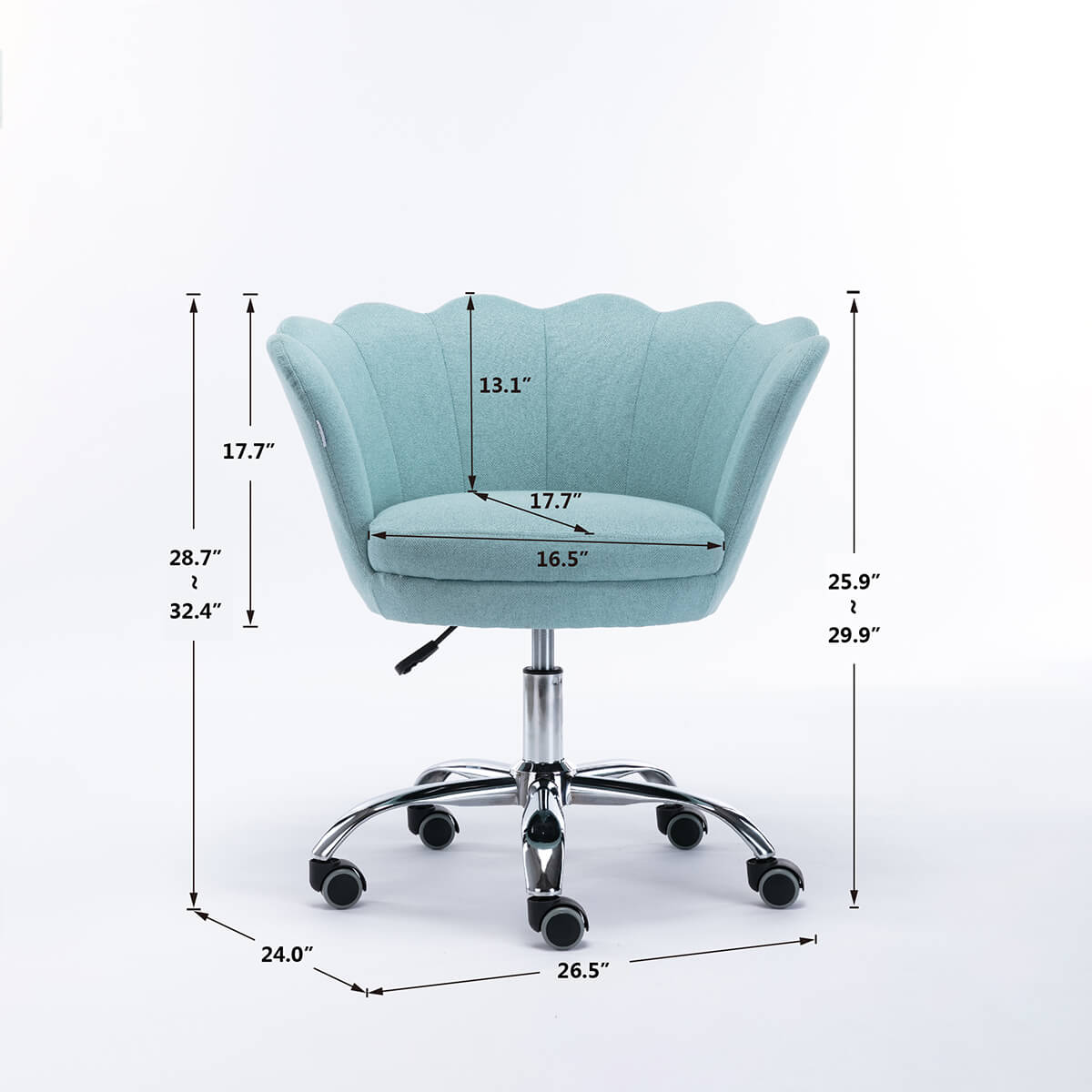 Modern Home Office Chair, Cute Velvet Upholstered Shell Chair Adjustable Swivel Vanity Chair for Women, Mint Green