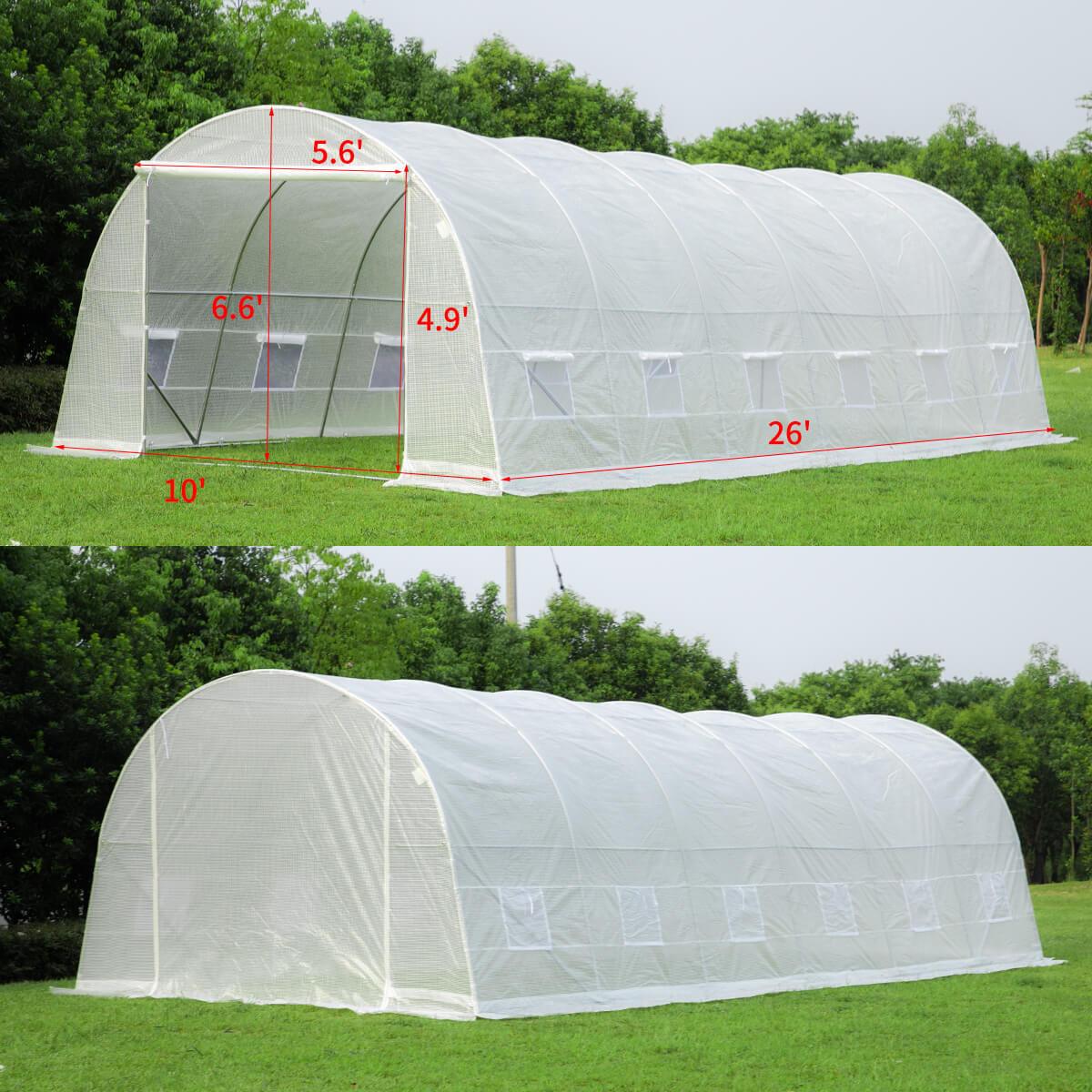 26&#039;x10&#039;x7&#039; High Tunnel Greenhouses, White