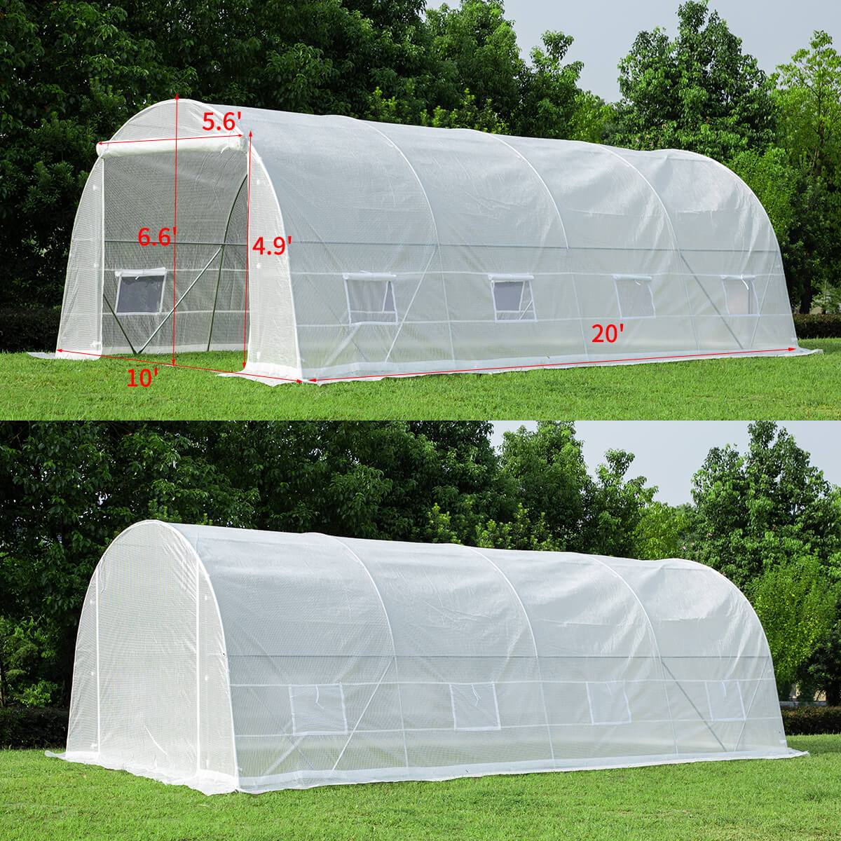 20&#039;x10&#039;x7&#039; Walk-in Tunnel Greenhouse, White