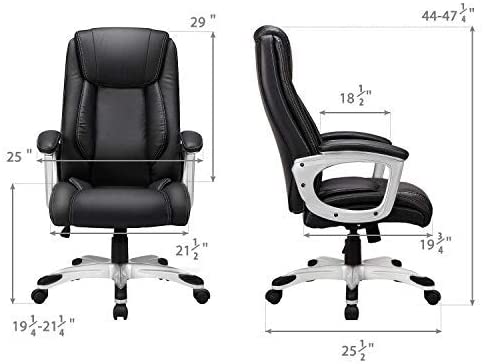 Esright High Back Office Chair PU Leather Ergonomic Desk Chair, Adjustable Executive Office Computer Chair,Black