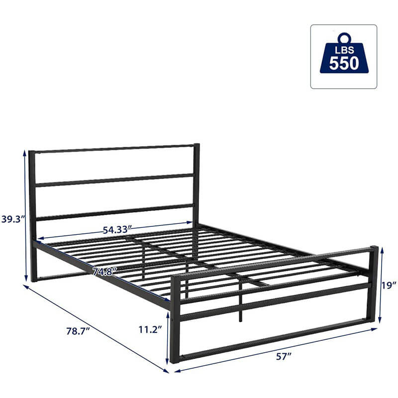 Metal Bed Frame Full Size,Heavy Duty Platform with Headboard