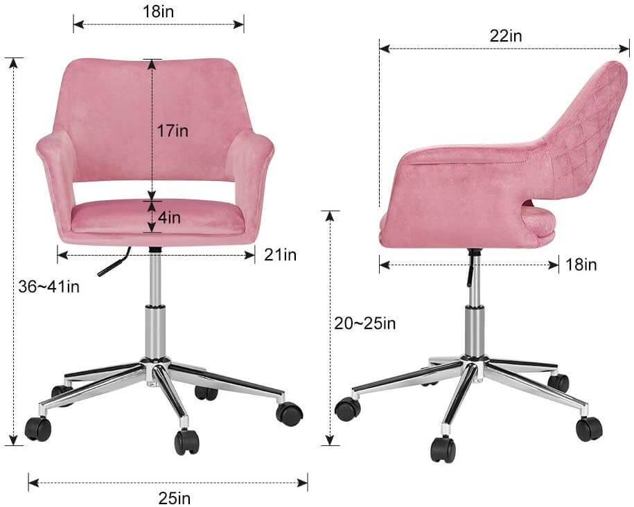 Homrest Desk Chair, Plush Velvet Office Chair for Home or Office, Modern, Comfortble, Nice Task Chair for Computer Desk, Pink