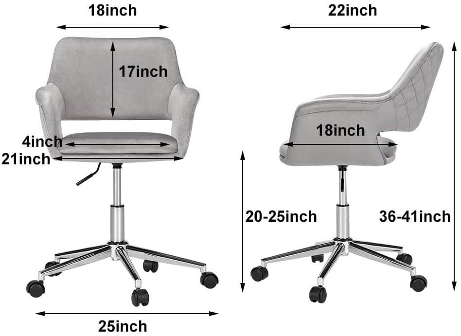 Homrest Desk Chair, Plush Velvet Office Chair for Home or Office, Modern, Comfortble, Nice Task Chair for Computer Desk, Gray