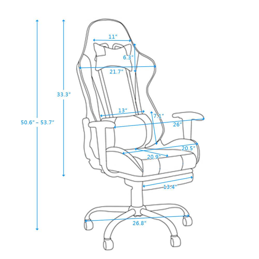 High Back Swivel Chair Racing Gaming Chair Office Chair Blue