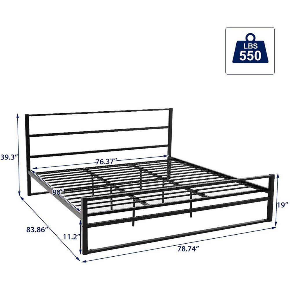 Metal Bed Frame King Size,Heavy Duty Platform Bed Frame with Headboard, Modern Design Iron Bed Frame, Easy Assembly
