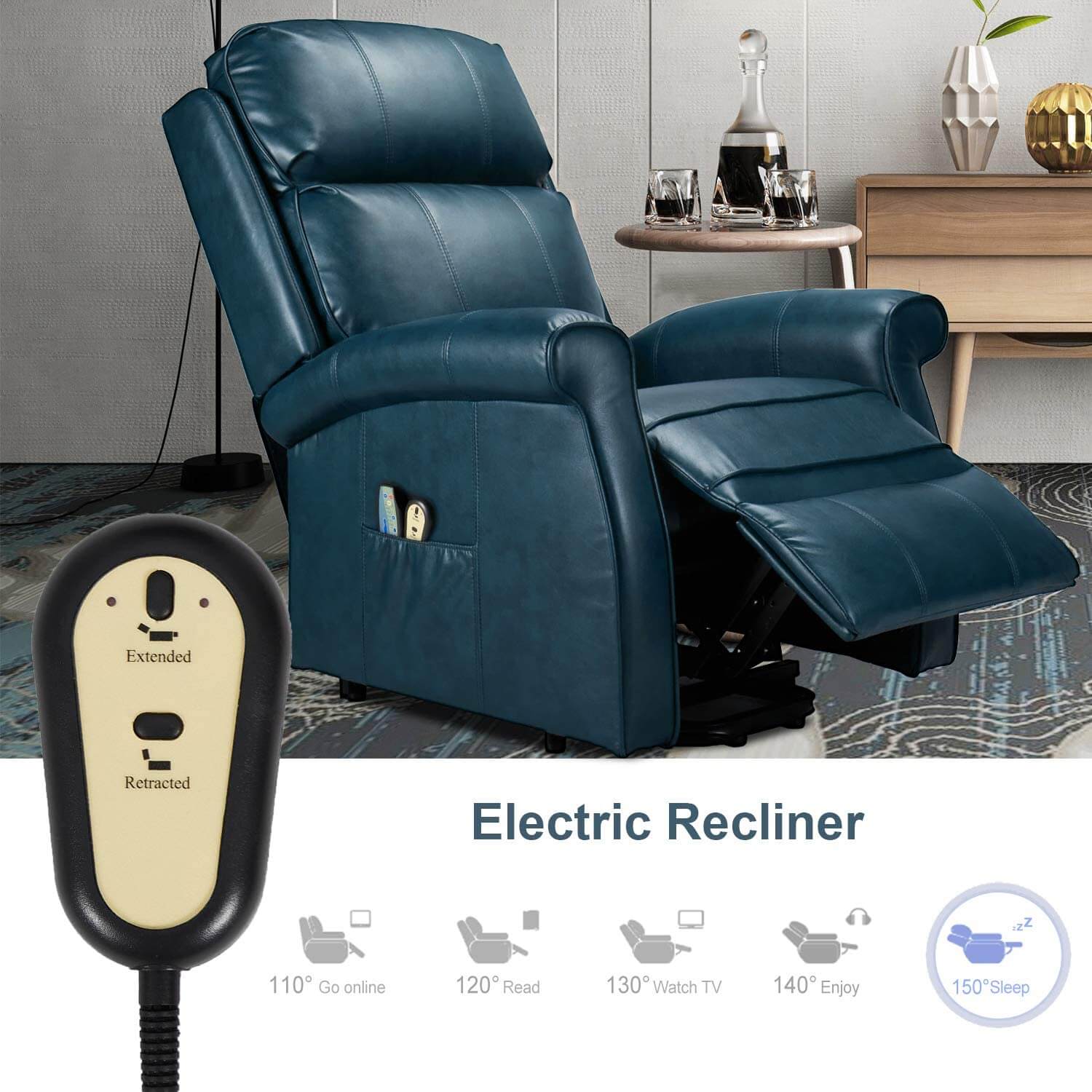 Esright Electric Power Lift Recliner Chair Faux Leather Electric Recl Homrest