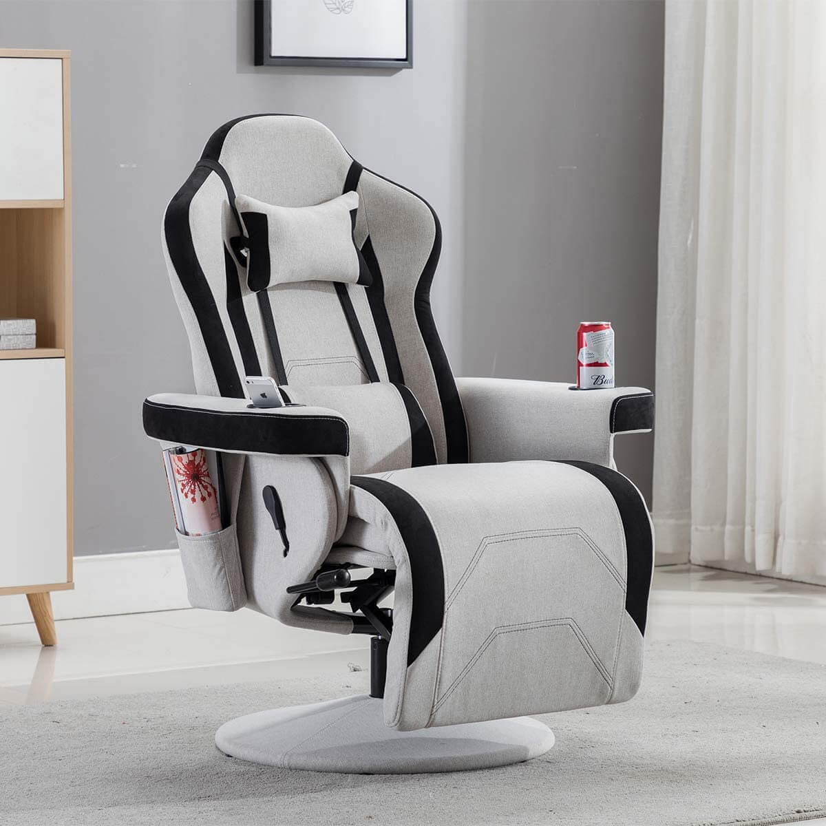 Gaming Recliner, Best Reclining Gaming Chair Racing Style with Cup Hol