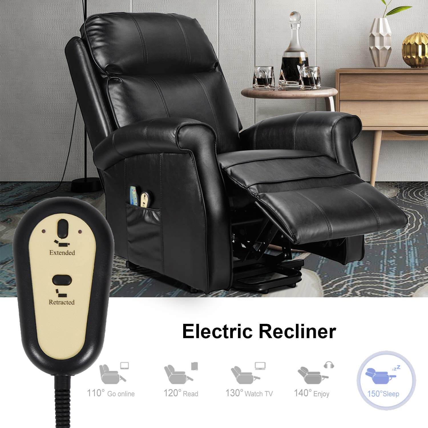 Esright Electric Power Lift Recliner Chair, Faux Leather Electric Recl