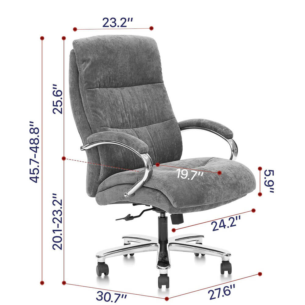 Ergonomic Big & Tall Executive Office Chair Fabric Gray