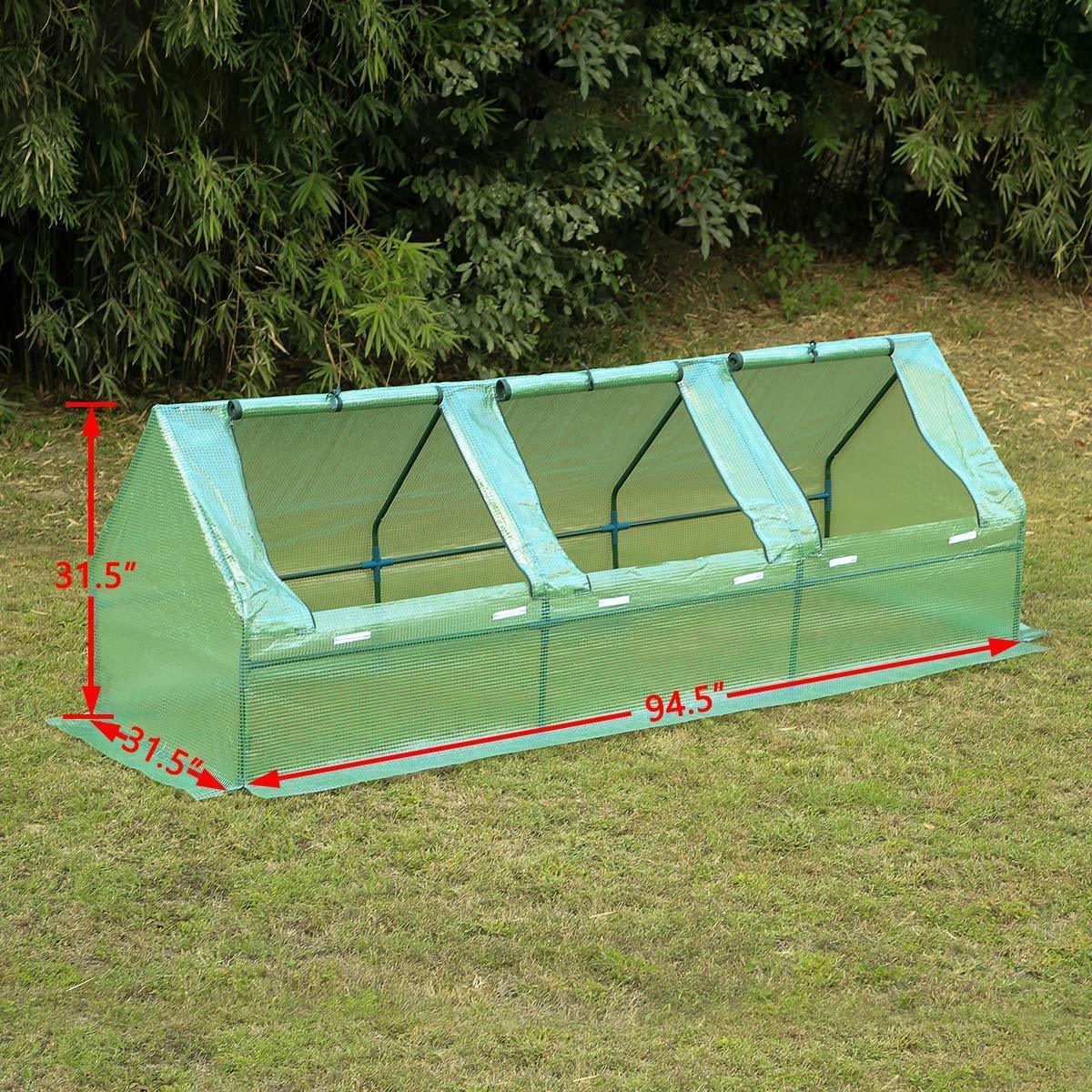 7.9&#039;x2.6&#039;x2.6&#039; Small Portable Greenhouse with Zipper Door, Green