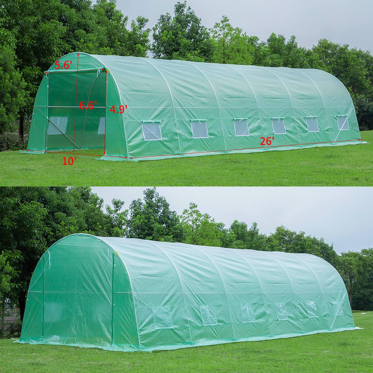 26&#039;x10&#039;x7&#039; Large Tunnel Greenhouses, Green