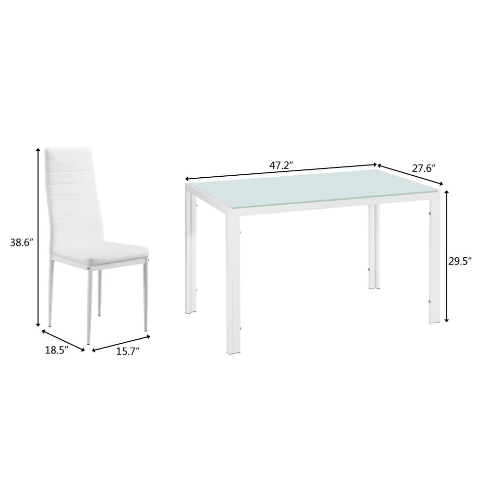 Simple Assembled Tempered Glass &amp; Iron Dinner Table White