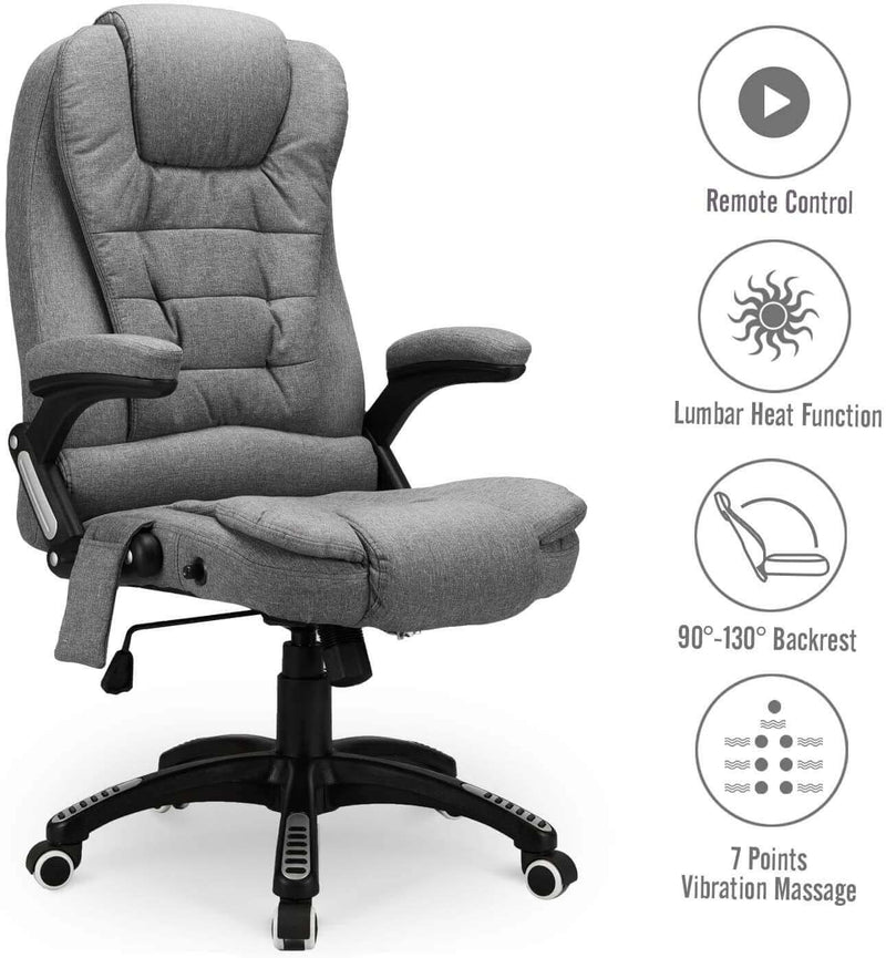 Ergonomic Office Chair with Heated Massage, High Back Fabric Computer