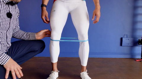 Resistance band just below knees