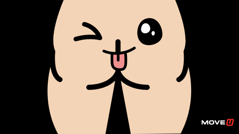 Cartoon graphic of a winking butt