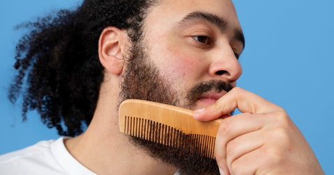 Using a Wooden Comb on A Beard