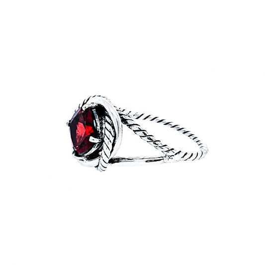 Garnet Faceted Sterling Silver Infinity Ring