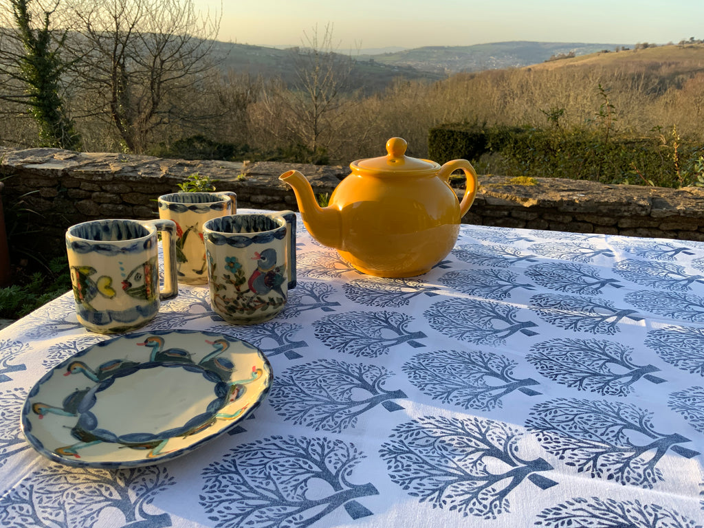 Handprinted tablecloth