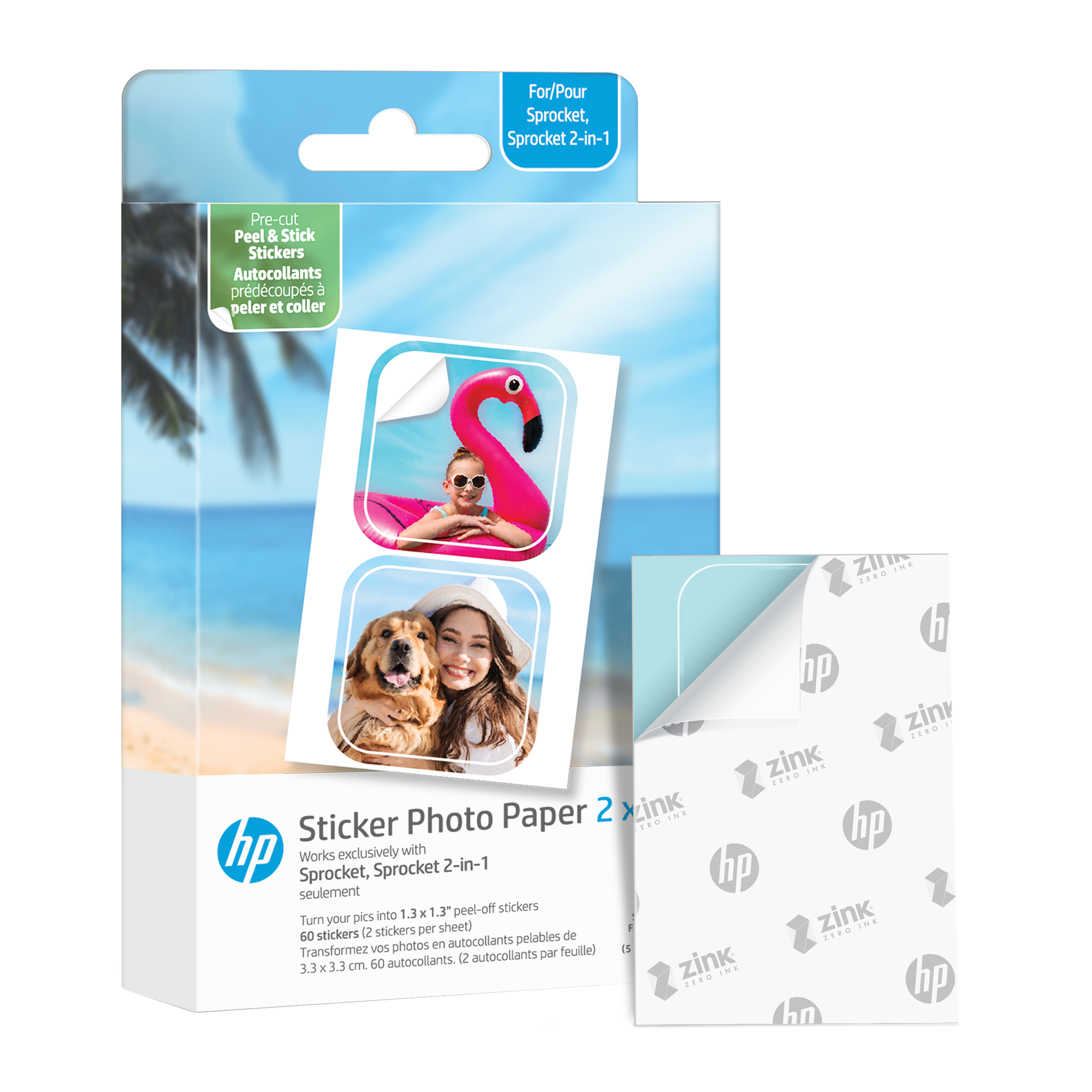 HP Sprocket 2"x3" Zink Pre-Cut Sticker Photo Paper, 30 – Sprocket