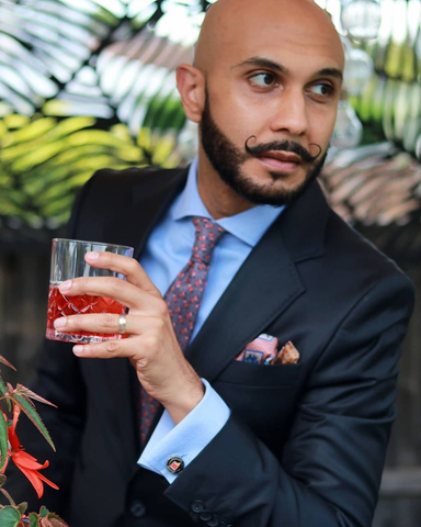 Dapper Rav wearing TYLER & TYLER Capsule Negroni Time Anytime Cufflinks