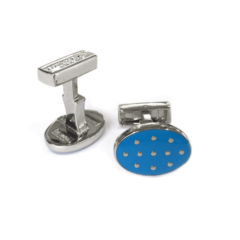 TYLER & TYLER Capsule Bold Polka Sky Cufflinks Side View