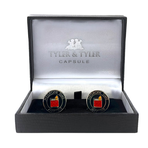 TYLER & TYLER Capsule Negroni Time Anytime Cufflinks in presentation box