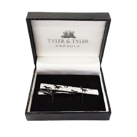 TYLER & TYLER Capsule Tie Clip Horses Black