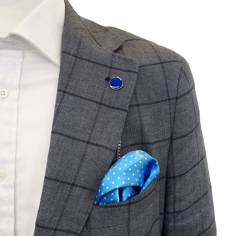 TYLER & TYLER Lapel Chain Blue on Jacket