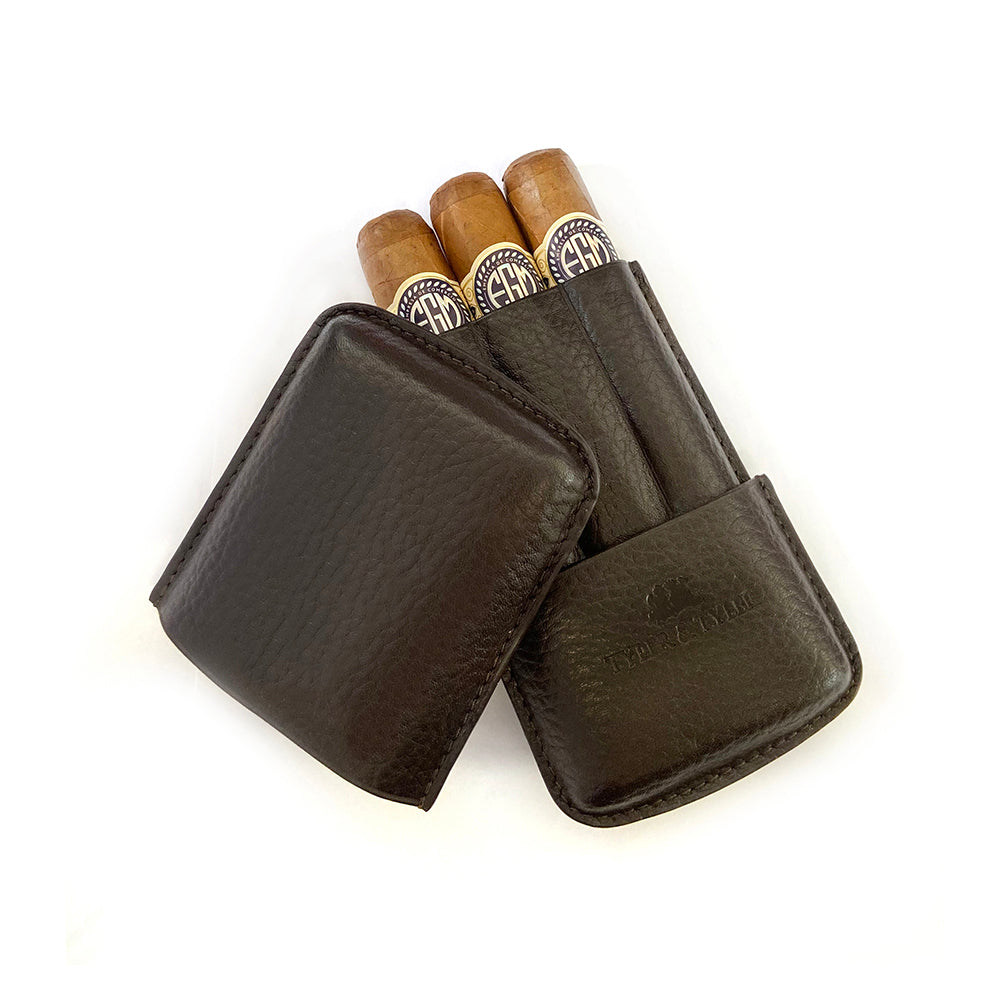 Crown & Tiger Cigar Case Made From the Finest Real Leather 