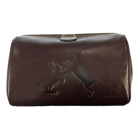 TYLER & TYLER Sparring Hares Luxury Leather Washbag