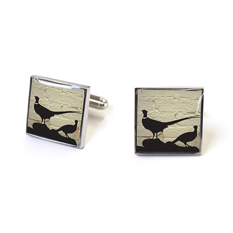 TYLER & TYLER Enamel Pheasant Cufflinks