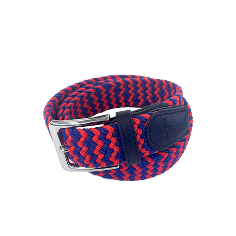 TYLER & TYLER Zig Zag Red and Blue Woven Belt