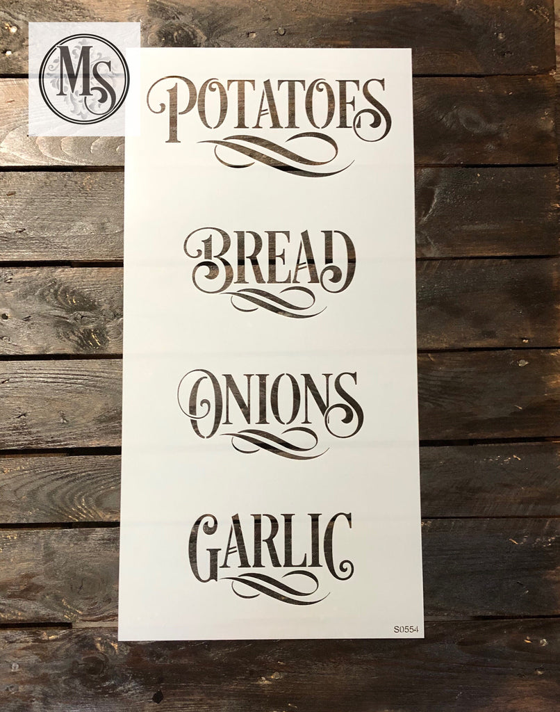 S0554 Ornate Potato Bread Onion Garlic Stencil Muddaritaville