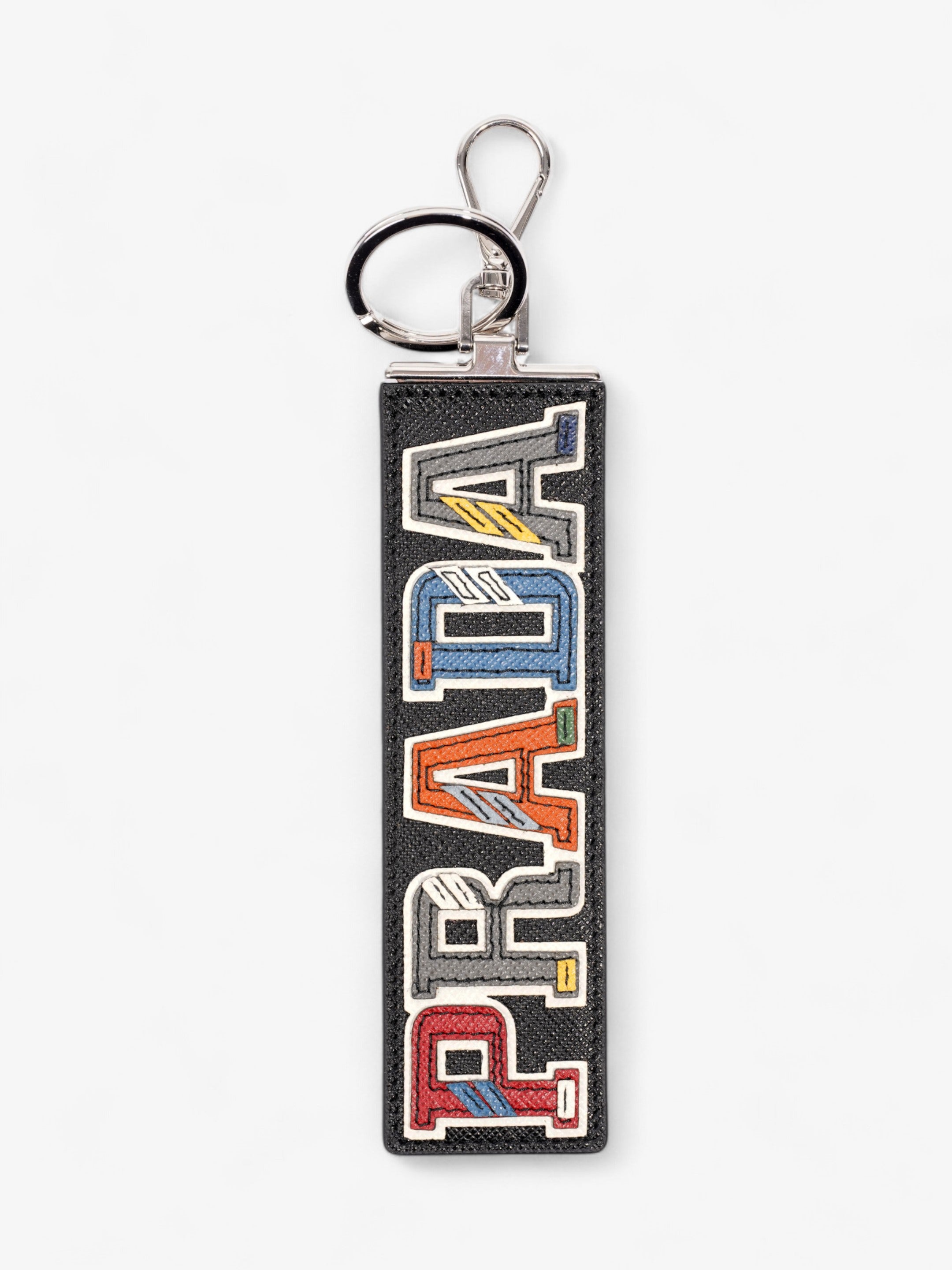 Image of Prada Trick Pelle Key Ring Black / Multicoloured Saffiano Leather