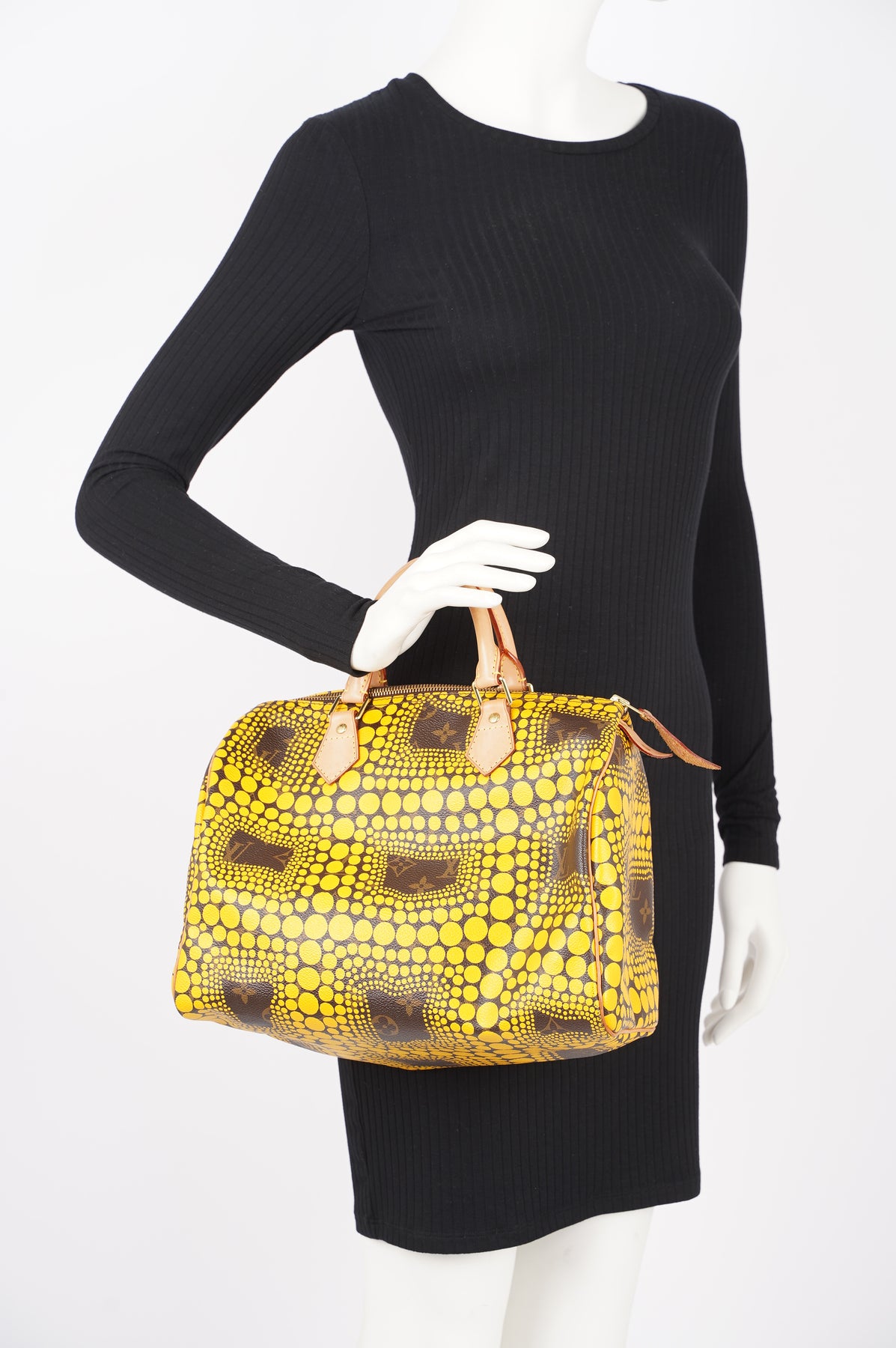 2012 LOUIS VUITTON Limited Edition Yayoi Kusama Monogram Speedy Town Yellow  For Sale at 1stDibs