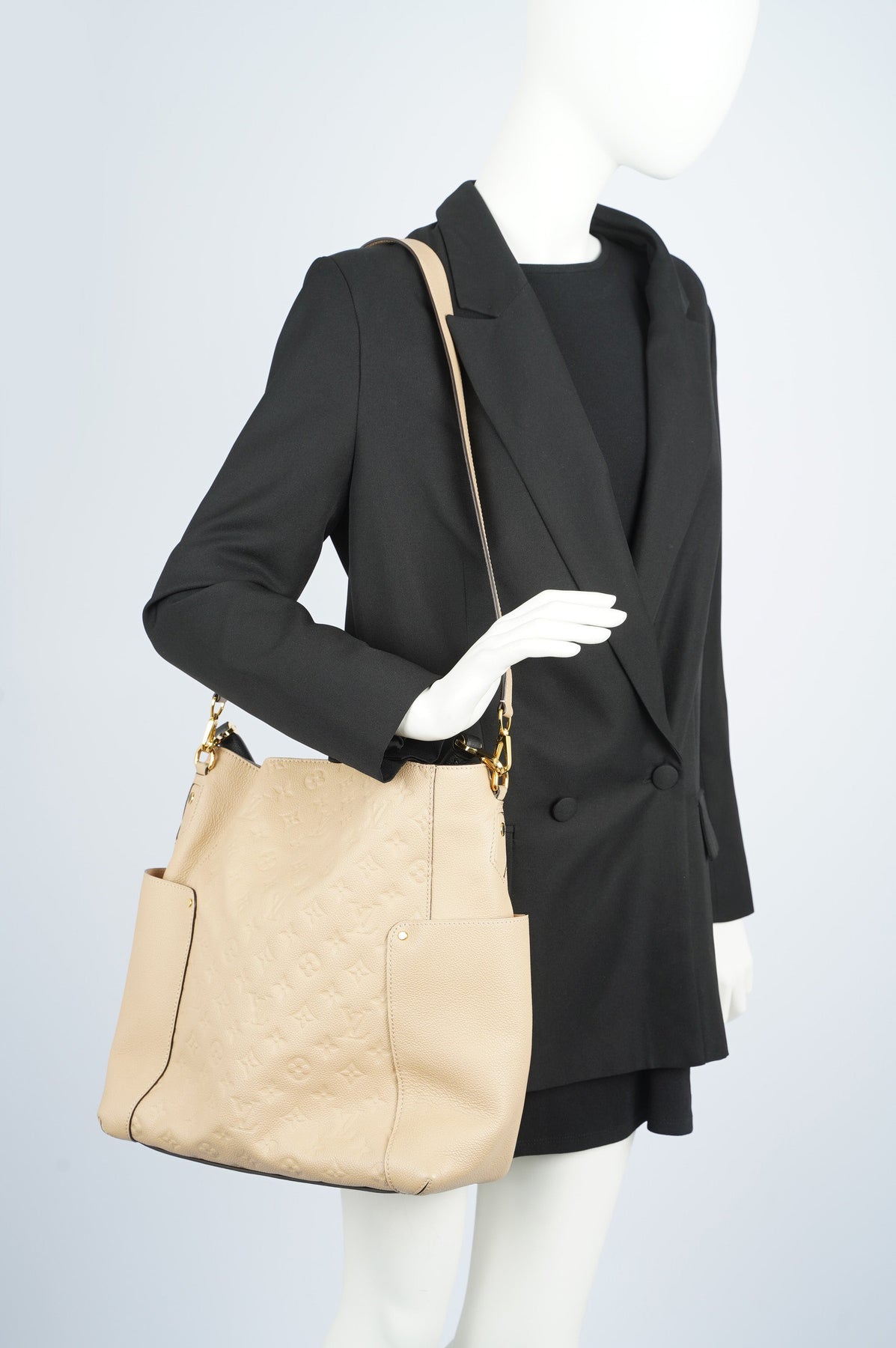 Louis Vuitton Apricot Monogram Empreinte Leather Bagatelle Bag