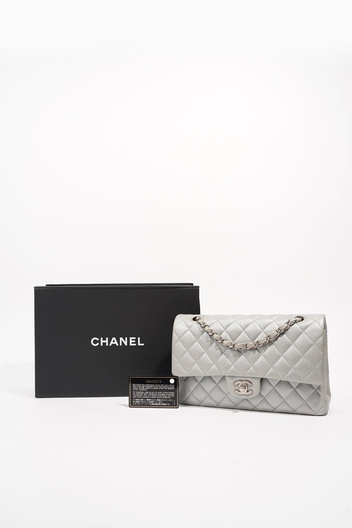 Chanel White Quilted Lambskin Leather Classic Medium Double Flap Bag -  Yoogi's Closet