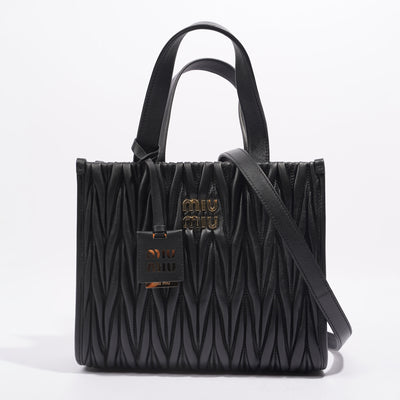 Miu Miu Matelassé Nappa Tote Black – PRELOVEDSTORY