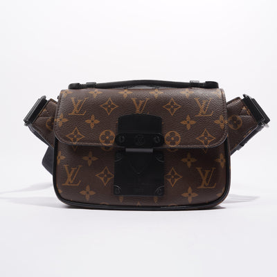 Louis Vuitton Mens S Lock Sling Bag Monogram Canvas Brown Leather