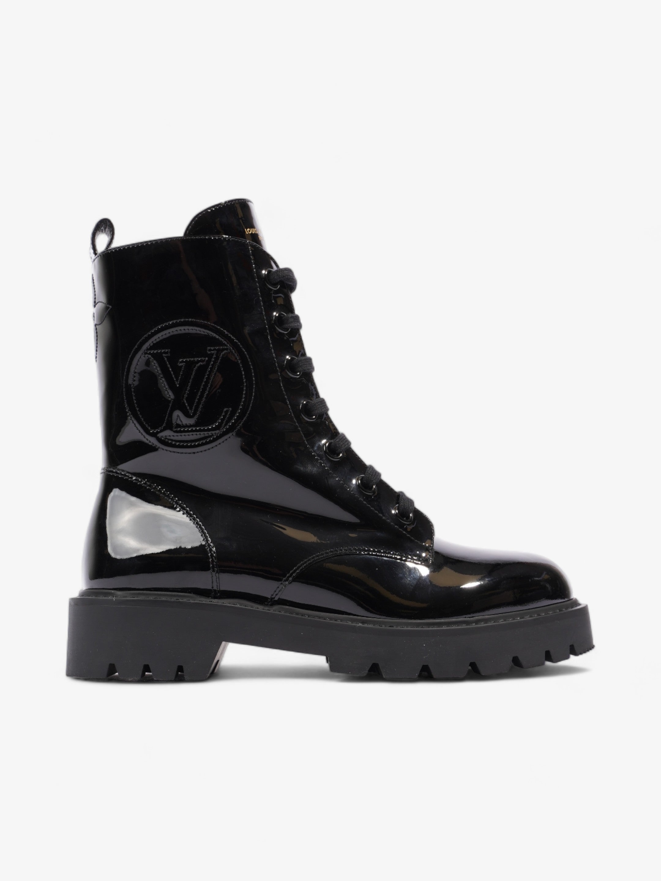 image of Louis Vuitton Territory Flat Ranger Boots Black Patent Leather EU 40 UK 7