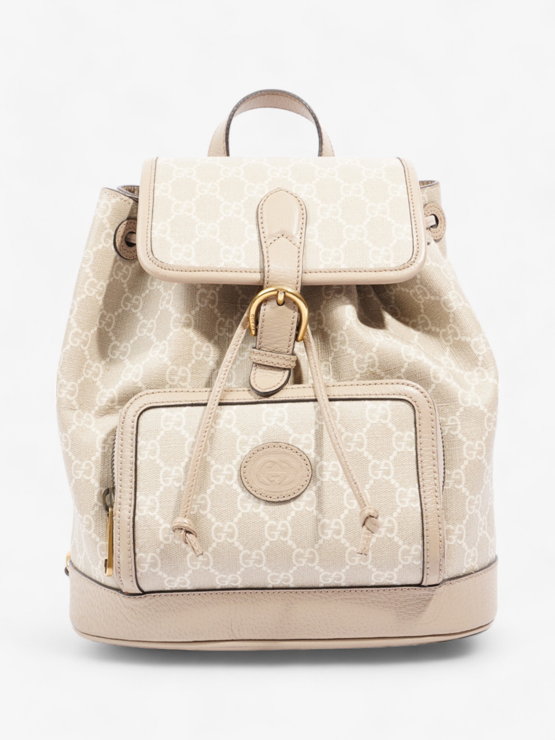 image of Gucci Interlocking G Backpack Beige And White GG Supreme Coated Canvas Small