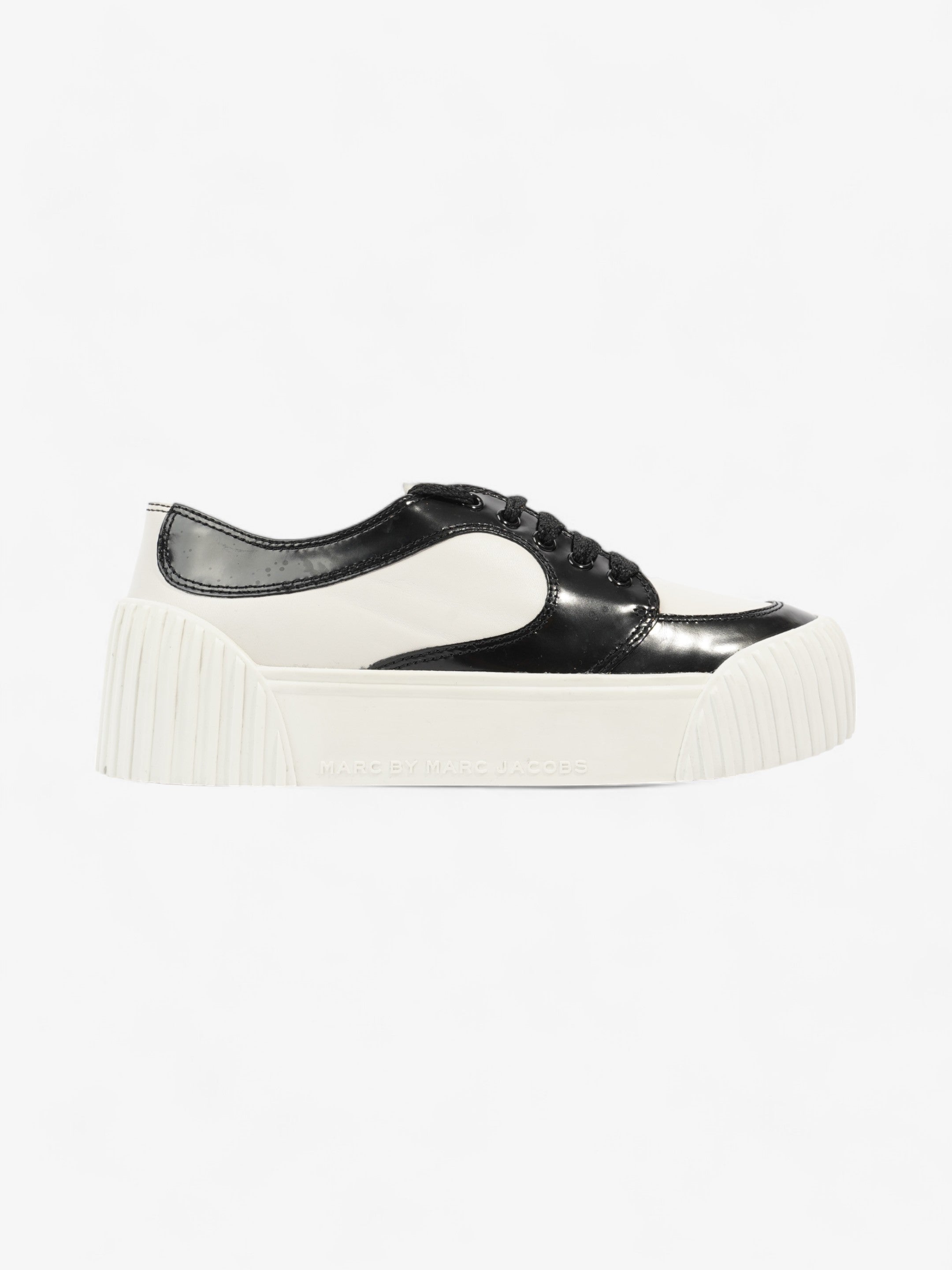 Image of Marc Jacobs Court Sneakers White / Black Calfskin Leather EU 36 UK 3