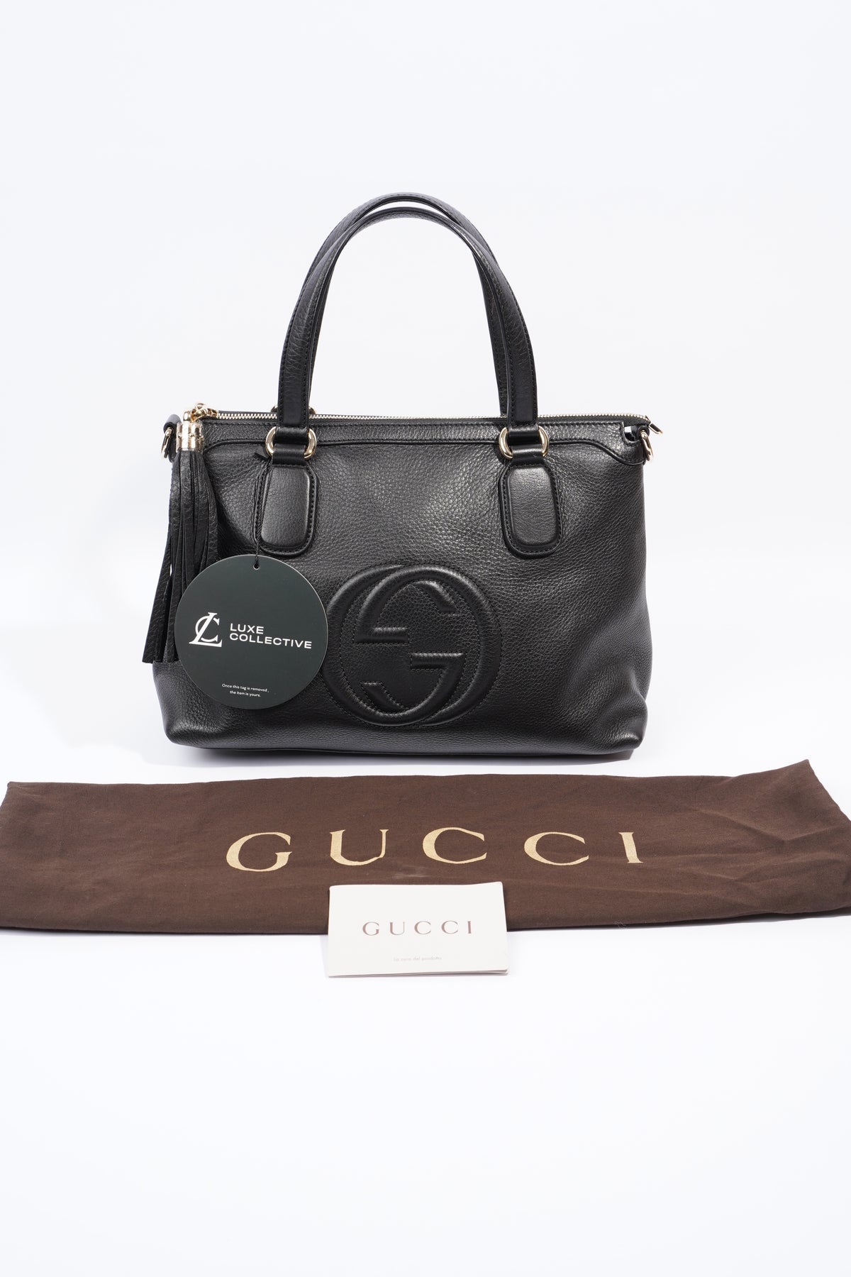 Gucci Bree Tote MicroGuccissima Small Black in Leather with Light Gold-tone  - US