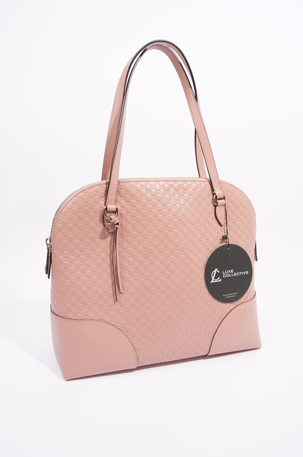 Gucci Pink Soft Leather Microguccissima Monogram Large Dome