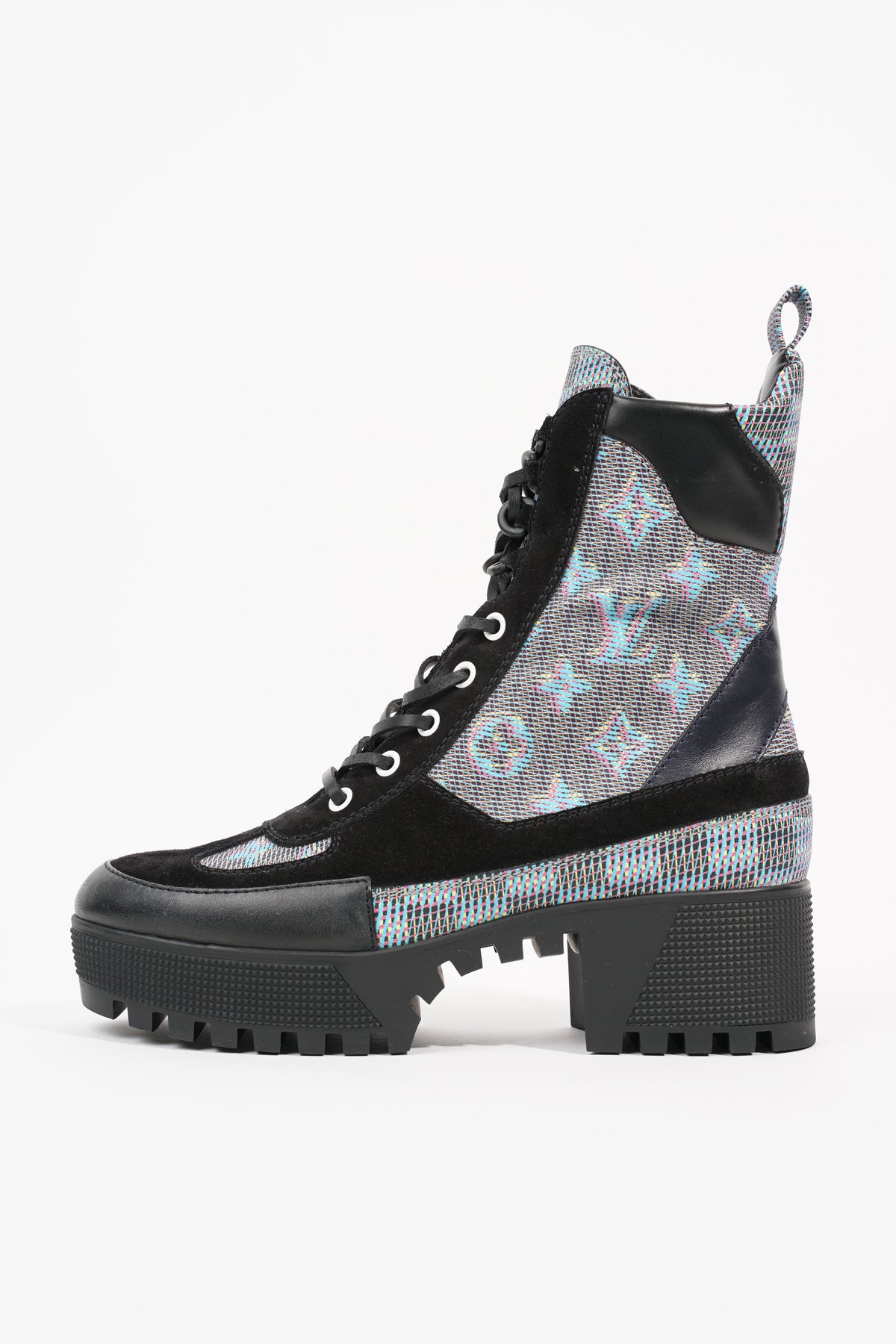 Louis Vuitton Womens Laureate Ankle Boot Black / Blue / Yellow EU