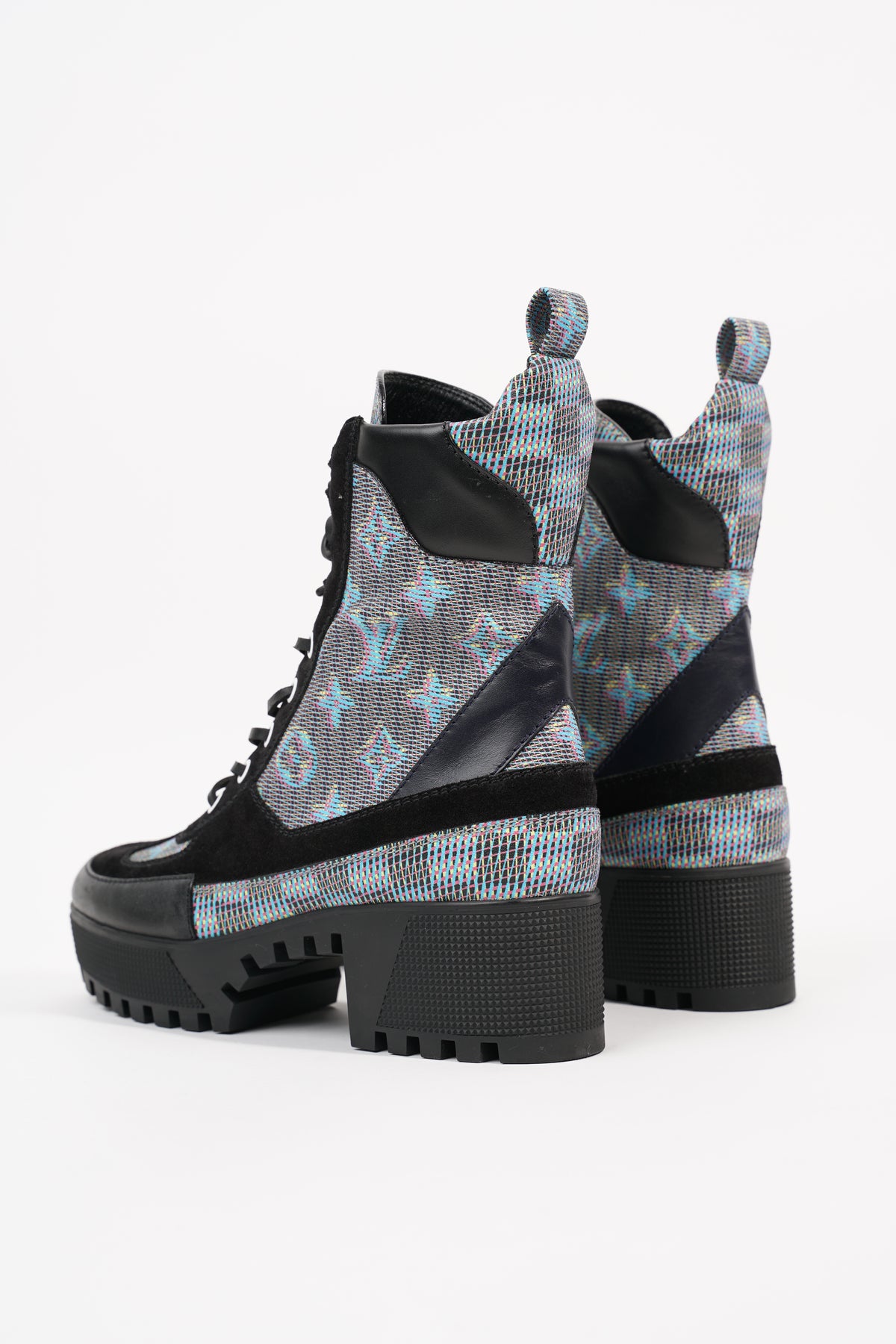 Louis Vuitton Womens Laureate Ankle Boot Black / Blue / Yellow EU